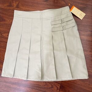 Frenchi Beige Pleated Skirt with Buckle Detail